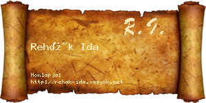 Rehák Ida névjegykártya