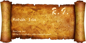 Rehák Ida névjegykártya